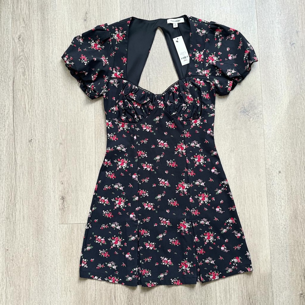 Francesca's Dress Women's Small New NWT Black Floral Babydoll Dainty Feminine